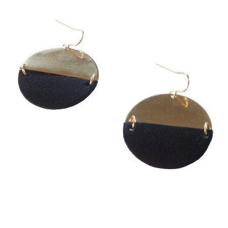 Earrings | Shop Women's Brass Leather Semi Circle Earrings at Fashiontage | 753a8bd1
