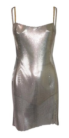 S/S 1999 Atelier Versace Runway Kate Moss Runway Butterfly Metal Chainmail Dress