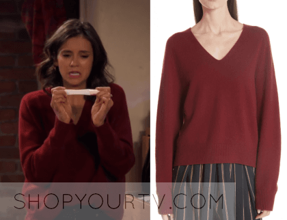 Fam: Season 1 Episode 6 Clem's V Neck Red Sweater | Shop Your TV