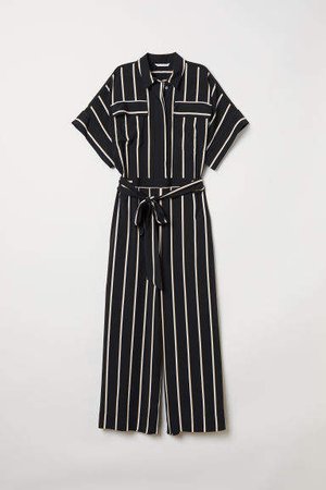Striped Jumpsuit - Black