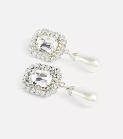 Alessandra Rich - Crystal and faux pearl-embellished earrings | Mytheresa