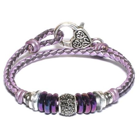 Mini Juliette in Purple Braided Leather Wrap Bracelet by Lizzy James