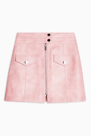 PETITE Pink Zip Through Pu Mini Skirt | Topshop