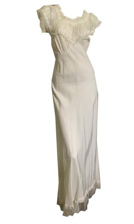 Ruffle Trimmed White Rayon Bias Cut Nightgown circa 1950s – Dorothea's Closet Vintage