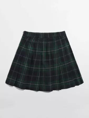 Tartan Pleated Skirt | SHEIN USA green