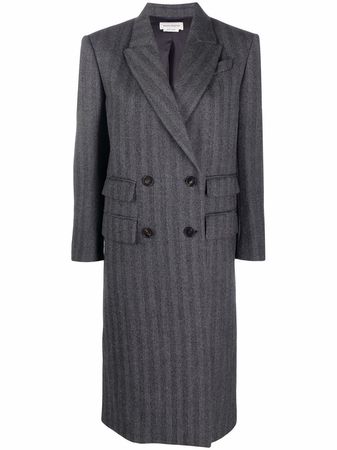 Alexander McQueen vertical-striped double-breasted Coat - Farfetch