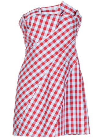 Monse check-print Strapless Mini Dress - Farfetch