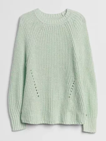 Marled Pointelle Crewneck Pullover Sweater | Gap
