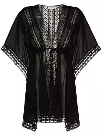 Charo Ruiz Ibiza Embroidered Detail Tied Waist cover-up - Farfetch