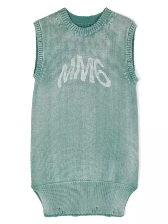 MM6 Maison Margiela Kids logo-print Faded Knit Dress - Farfetch