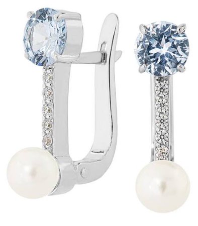 earrings Pearl blue stone