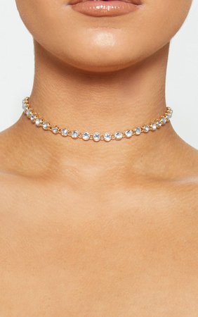 Gold Crystal Gemstone Choker | Accessories | PrettyLittleThing