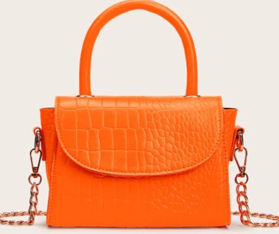 orange croc handle mini purse