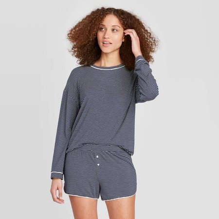 SET Women's Striped Beautifully Soft Long Sleeve And Short Pajama Set -  Stars Above™ : Target