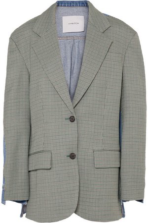 Pushbutton | Denim and houndstooth woven blazer | NET-A-PORTER.COM