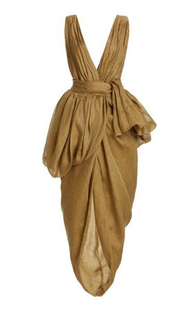 Canna Draped Linen-Silk Midi Dress By Altuzarra | Moda Operandi
