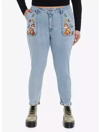 Disney Chip 'N' Dale Embroidered Mom Jeans Plus Size | Hot Topic