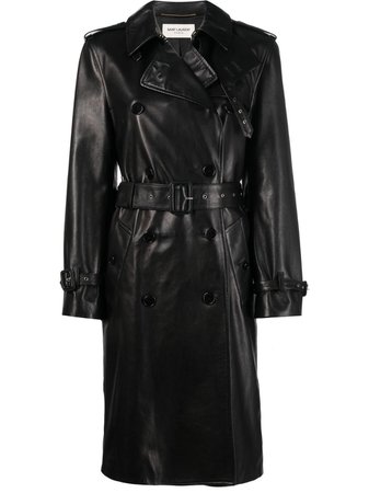 Saint Laurent double-breasted Leather Trench Coat - Farfetch