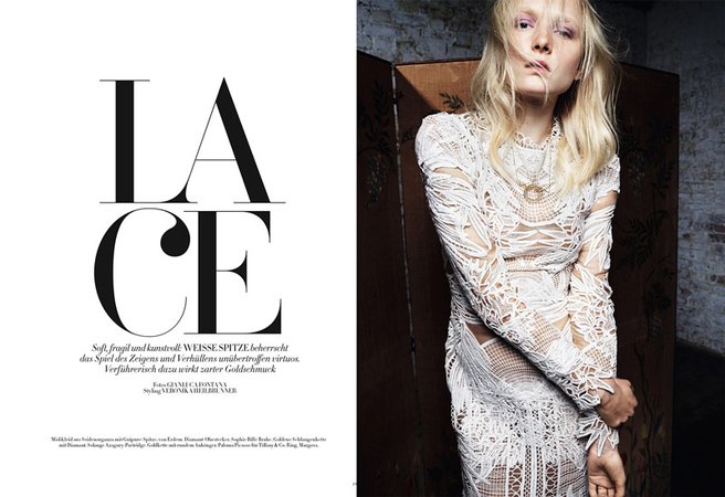 Maja Salamon Models Sexy Lace for Bazaar Germany by Gianluca Fontana | Fashion Gone Rogue