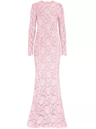 Dolce & Gabbana Long Sleeve Lace Train Dress - Farfetch