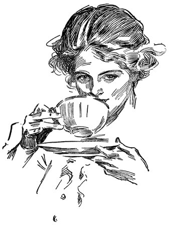 drawing of women sipping tea - Google Search