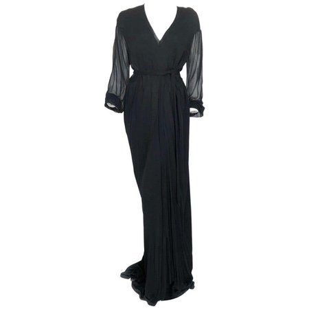 Yves Saint Laurent black gown For Sale at 1stDibs