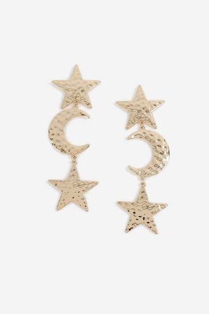 **Gold Star and Moon Drop Earrings | Topshop