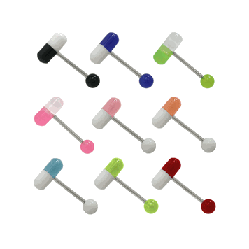Pill Design Barbell Tongue Ring Body Jewelry