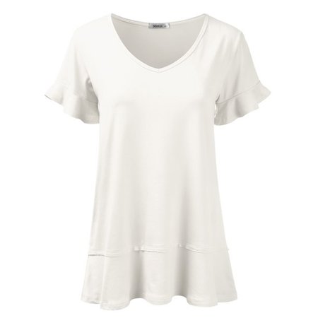 Doublju Women's Short Sleeves Flare Tunic Tops for Leggings Flowy Shirt with Plus Size - Walmart.com