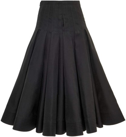 Valentino Pleated Cotton-Silk Skirt