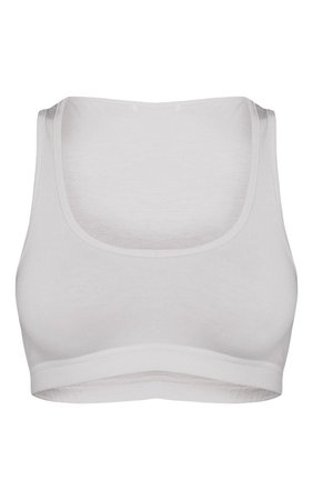 Basic Grey Sleeveless Elastic Hem Crop Top | PrettyLittleThing USA