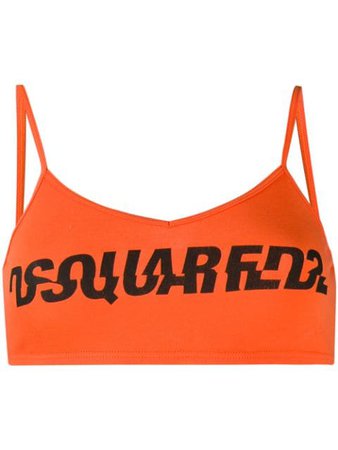 Orange Dsquared2 Logo Print Bralette | Farfetch.com