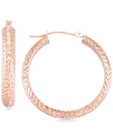 Macy's Textured Hoop Earrings in 10k Yellow Gold, Rose Gold or White Gold & Reviews - Earrings - Jewelry & Watches - Macy's