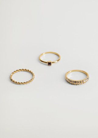 Комплект 3 комбинированных кольца - Большие размеры | Violeta by Mango Виолетта бай МАНГО Россия (Российская Федерация)