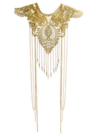 Marletta, Metallic Gold Lace, Gold Body Chain Jewelry, Body necklace, Belly Chain
