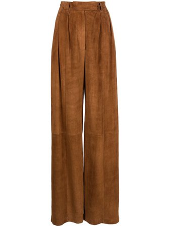 KHAITE Teyana high-waisted suede trousers - FARFETCH
