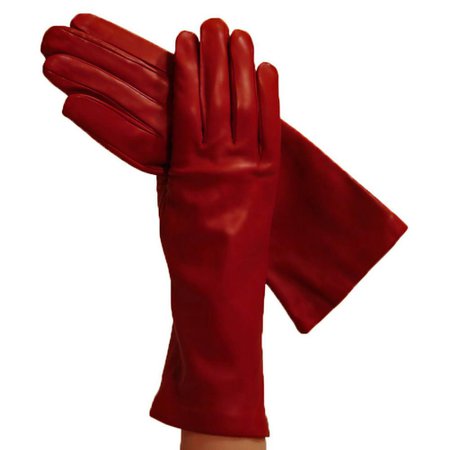 Garnet Red Italian Leather Gloves for Women, 4-Inch Silk-lined | Solo Classe