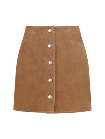 Women's Marnie Suede Button Front Skirt Tan – Alexa Chung
