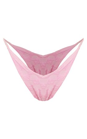 Pink Towelling Check Bikini Bottom | Swimwear | PrettyLittleThing CA