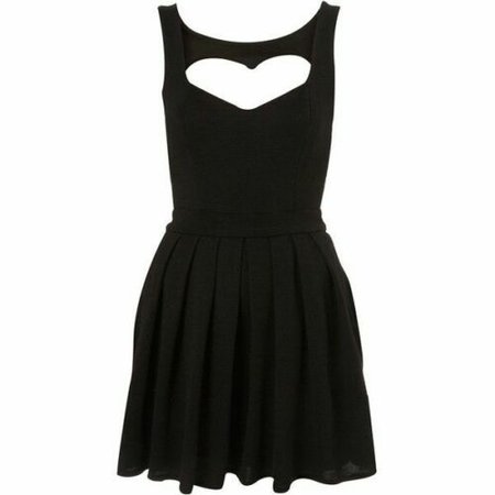 TOPSHOP Dress Up Women's Black Ribbed Cut Out Heart Back Skater Dress Size 8 | eBay