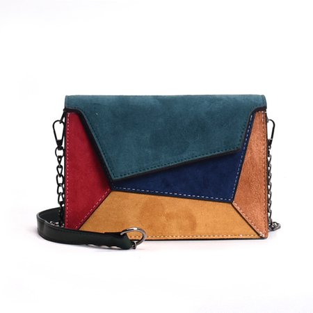 Women Faux Leather Stitching Color Crossbody Bag Shoulder Bag