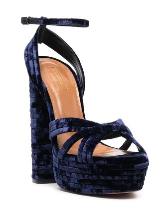*clipped by @luci-her* blue Aquazzura ribbed velvet platform sandals with Express Delivery - Farfetch