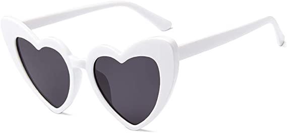 Amazon.com: JUSLINK Heart Shaped Sunglasses for Women, Cat Eye Mod Style Retro Kurt Cobain Glasses(White) : Clothing, Shoes & Jewelry