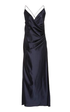 Marina Moscone Draped Satin Slip Dress
