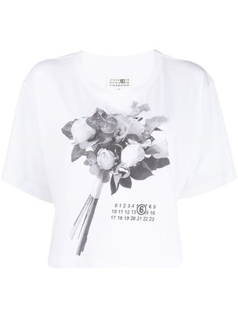 Mm6 Maison Margiela t-shirt Imprimé à Coupe Crop - Farfetch