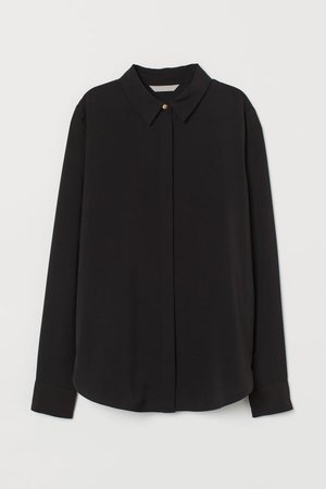 Long-sleeved Blouse - Black | H&M US