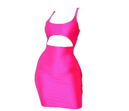 KimK Cut Out Neon Pink Dress