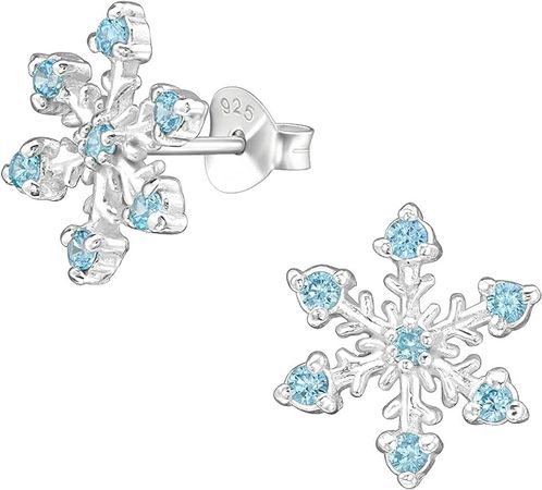 Amazon.com: AUBE JEWELRY Hypoallergenic 925 Sterling Silver Frozen Winter Snowflake Earrings Adorned with Aqua Cubic Zirconia for Women: Clothing, Shoes & Jewelry