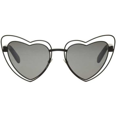 Saint Laurent Black SL 197 Lou Lou Cut-Out Sunglasses (26.215 RUB) ❤ liked on Polyvore featuring accessories, eyewear, sunglasses, glasses, naoÄale, metal glasses, metal sunglasses, matte sunglasses