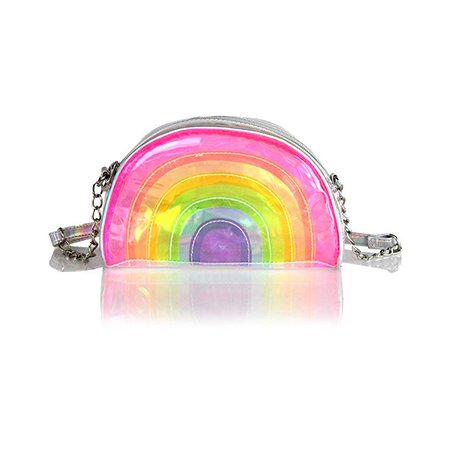 Cute Holographic Jelly Pride Rainbow Color Stripes Crossbody Bag- Transparent Vegan Clear Festival Swing Purse: Handbags: Amazon.com